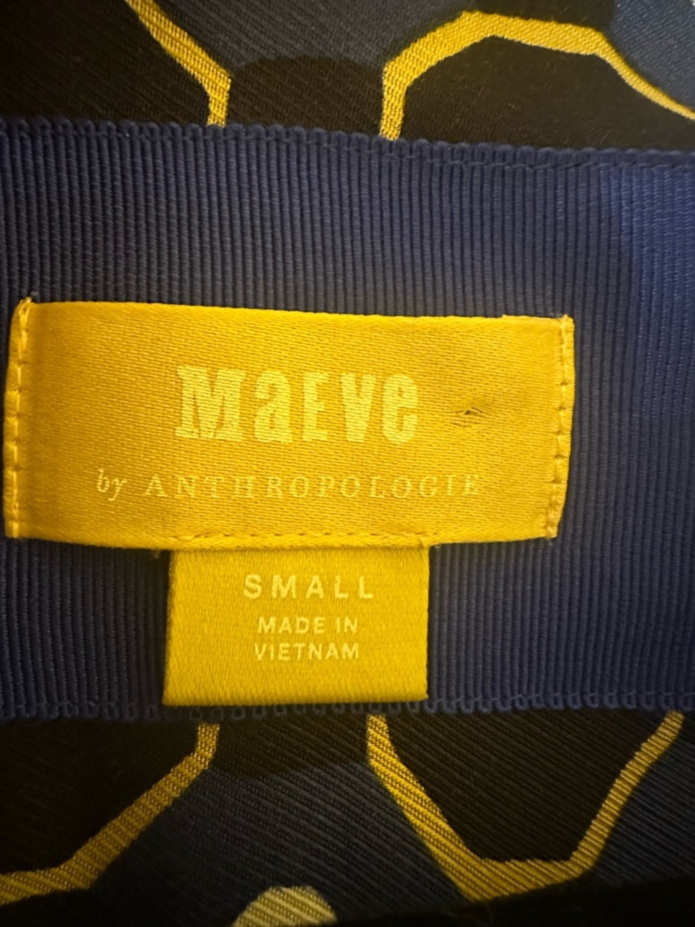 Maeve by Anthropologie Navy and Yellow Patterned Dress size S/m - Picture 11 of 13